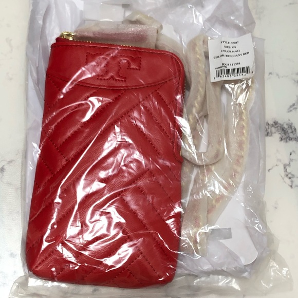 Tory Burch Alexa Phone Crossbody Bag Purse in Brilliant Red - Picture 10 of 12